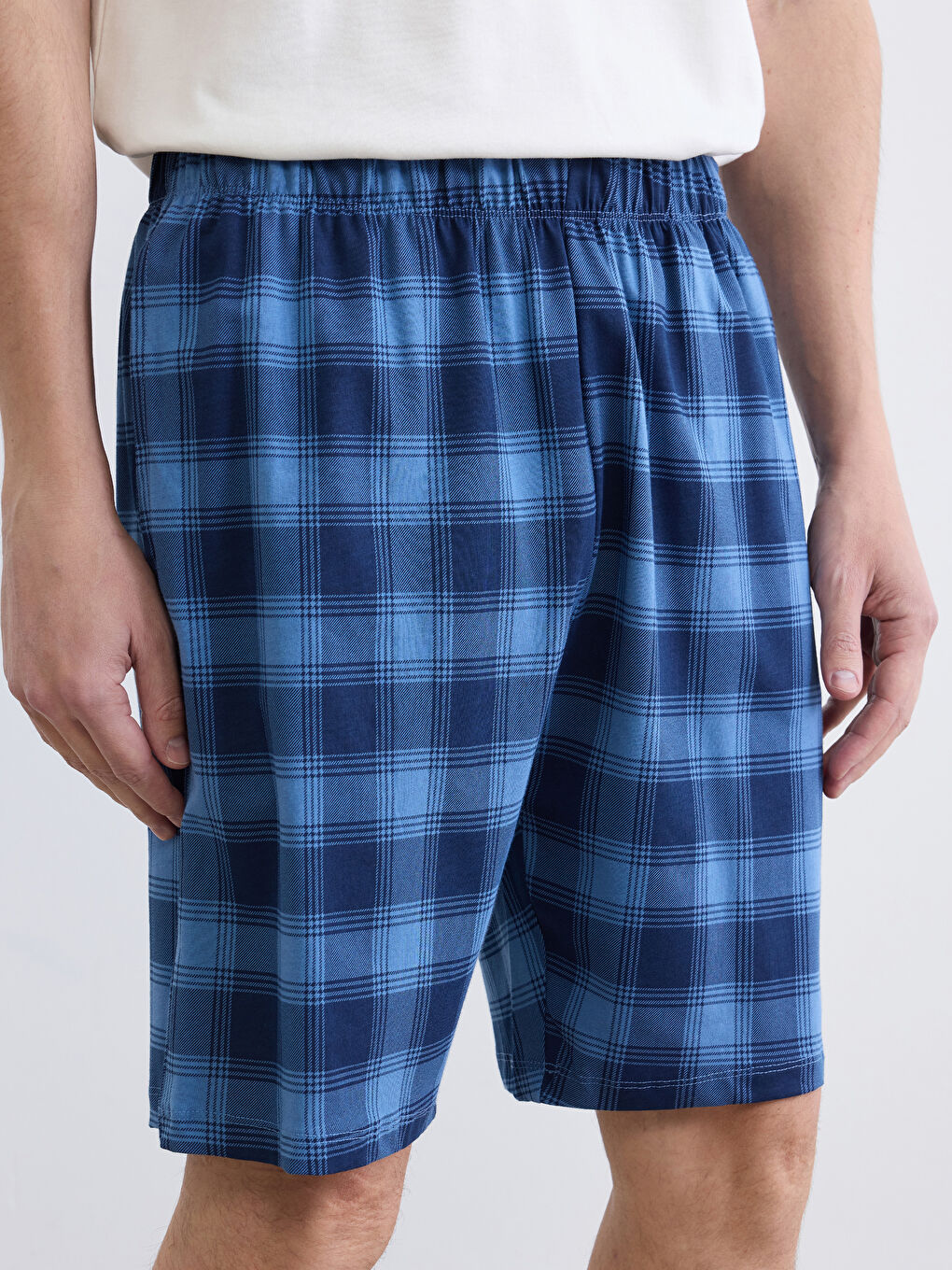 Mavi Standart Kalıp Ekose Erkek Pijama Alt Şort
-2