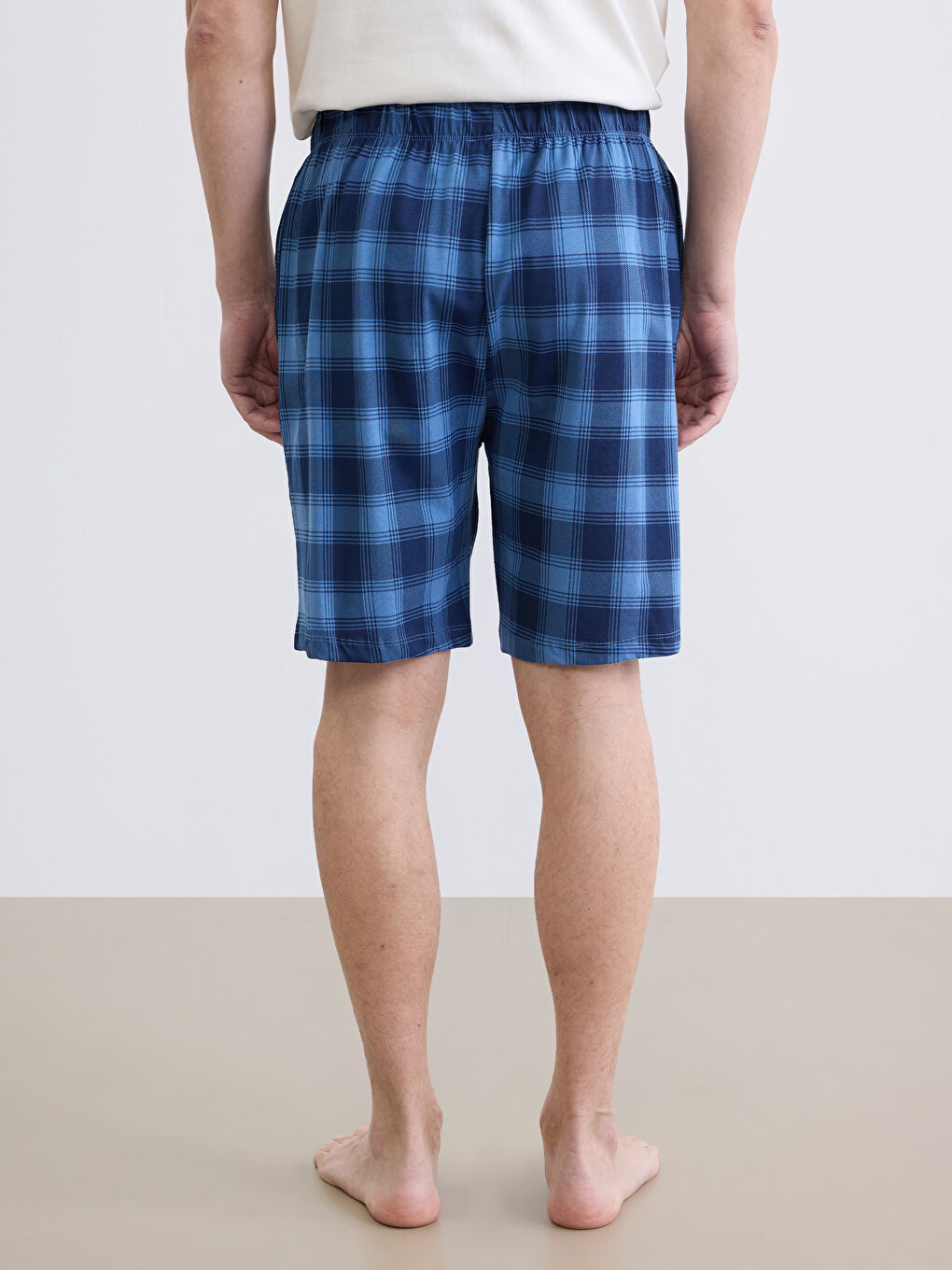 Mavi Standart Kalıp Ekose Erkek Pijama Alt Şort
-3