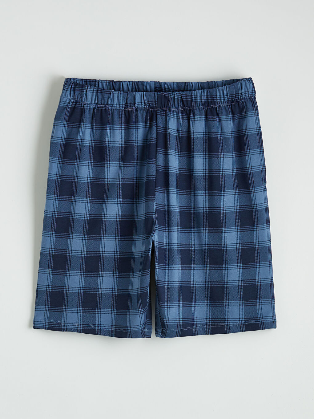 Mavi Standart Kalıp Ekose Erkek Pijama Alt Şort
