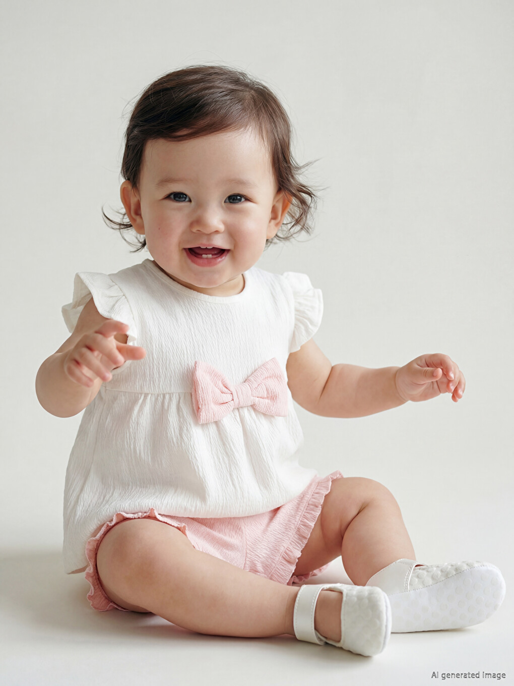Bow Detailed Baby Girls' Blouse And Shorts