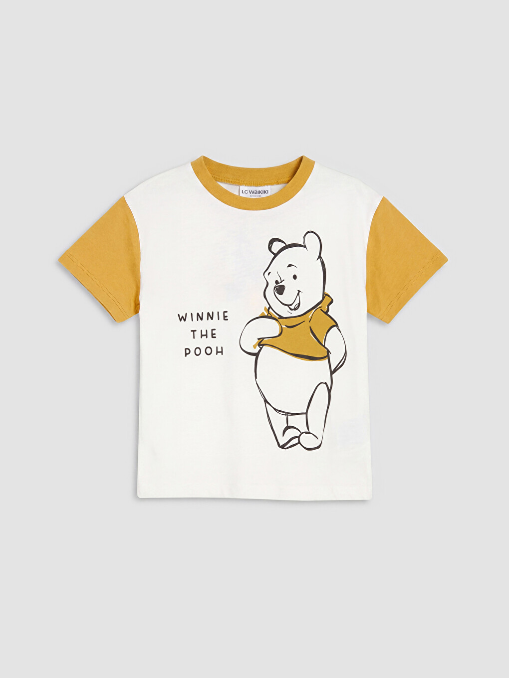 Ekru Winnie the Pooh Baskılı Erkek Bebek Tişört