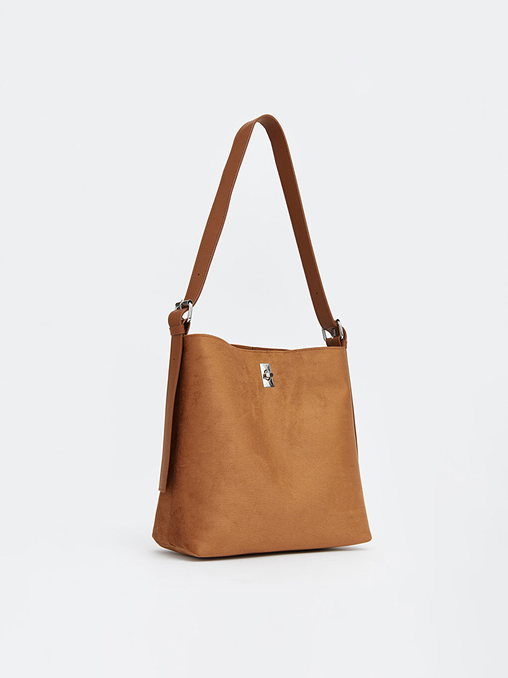 Kahverengi Süet Görünümlü Kadın Omuz Çantası-1