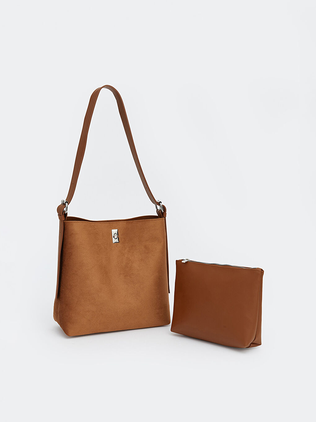 Kahverengi Süet Görünümlü Kadın Omuz Çantası-2