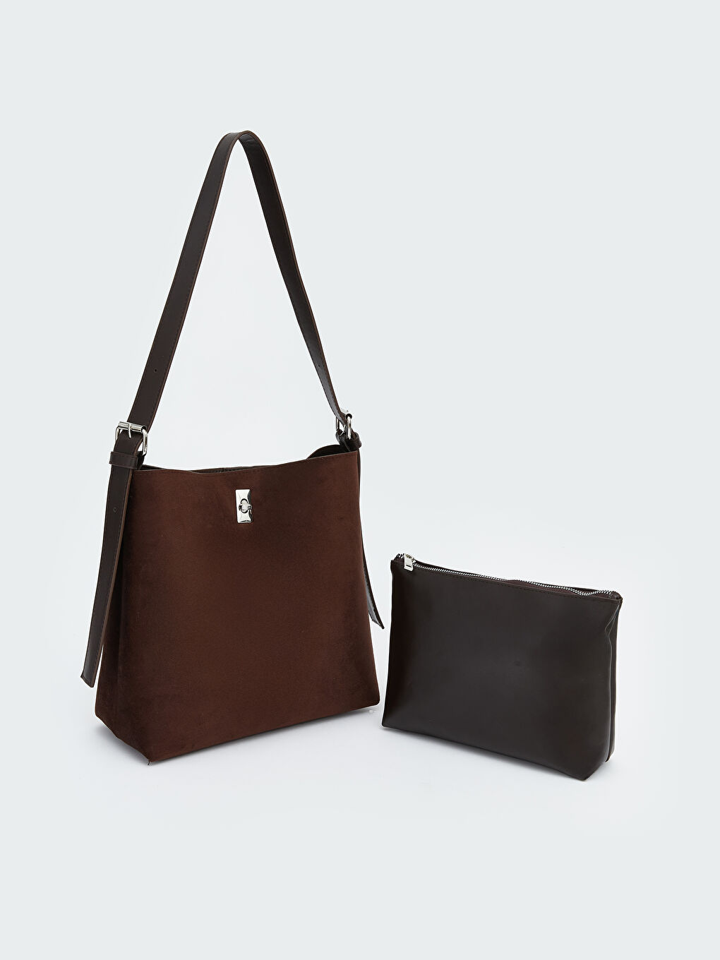 Kahverengi Süet Görünümlü Kadın Omuz Çantası-1