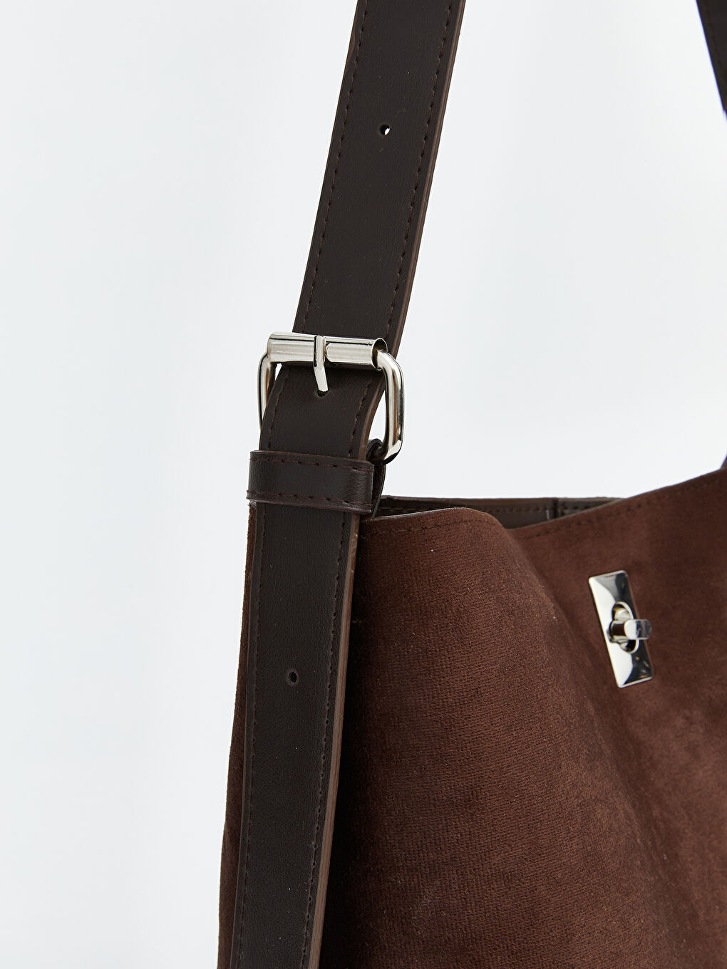 Kahverengi Süet Görünümlü Kadın Omuz Çantası-3