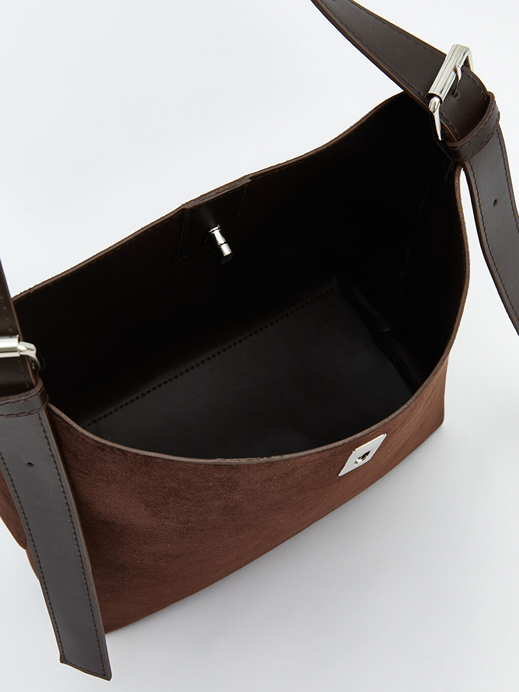 Kahverengi Süet Görünümlü Kadın Omuz Çantası-4