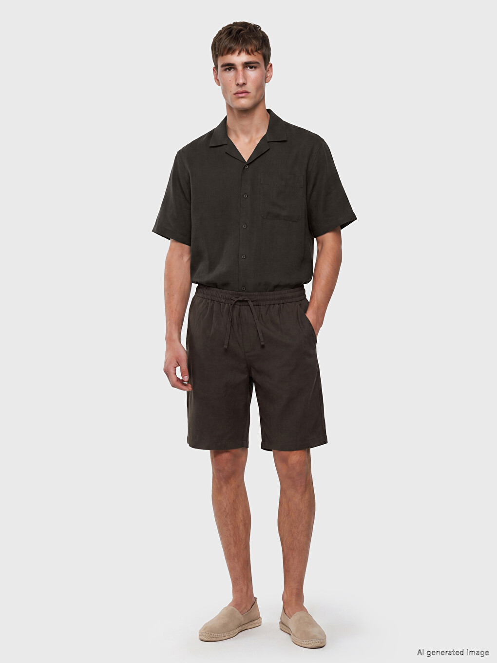 Këmishë Me Përshtatje Të Rregullt Me Jakë Resorti Për Burra-3
