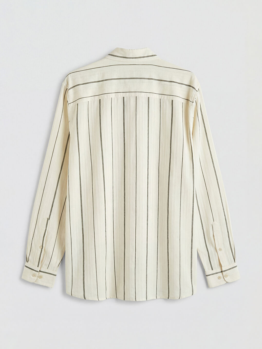 Haki Regular Fit Çizgili Armürlü Erkek Gömlek-1