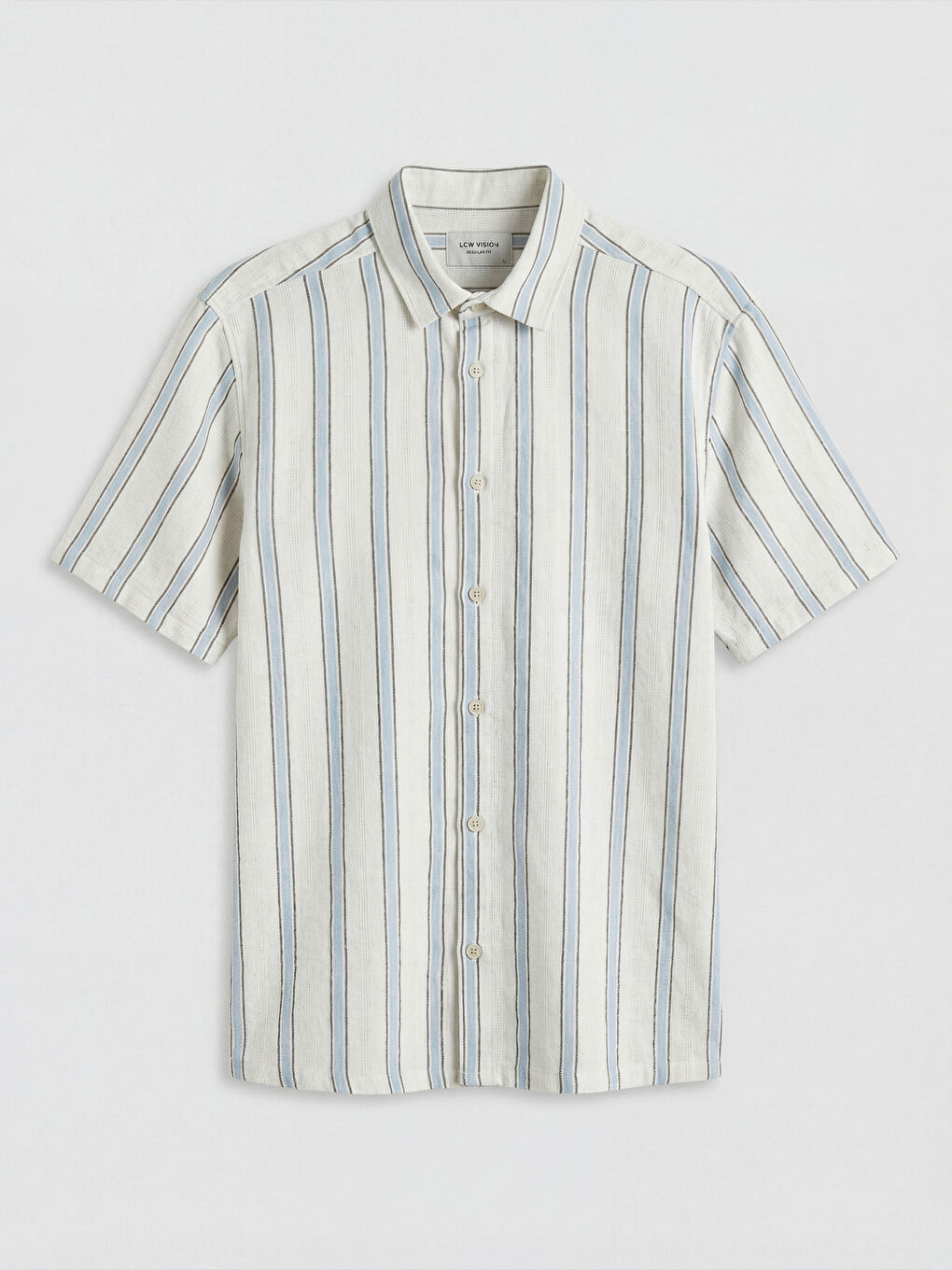 Mavi Regular Fit Çizgili Erkek Gömlek-4