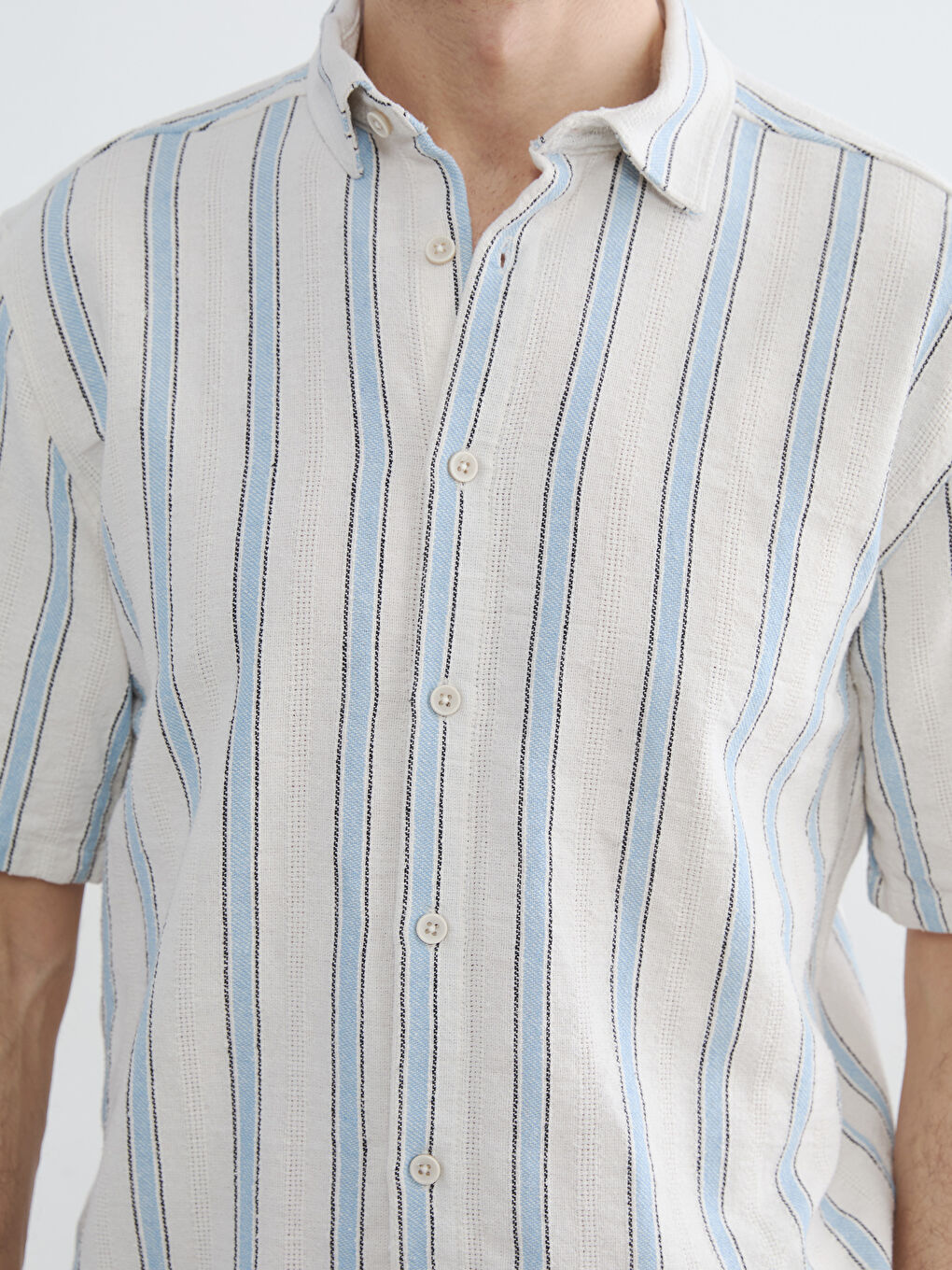 Mavi Regular Fit Çizgili Erkek Gömlek-2