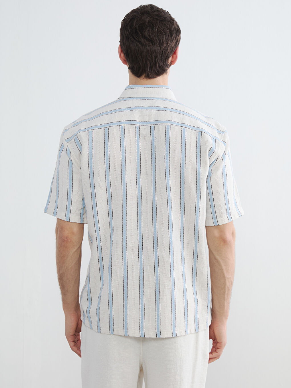 Mavi Regular Fit Çizgili Erkek Gömlek-3