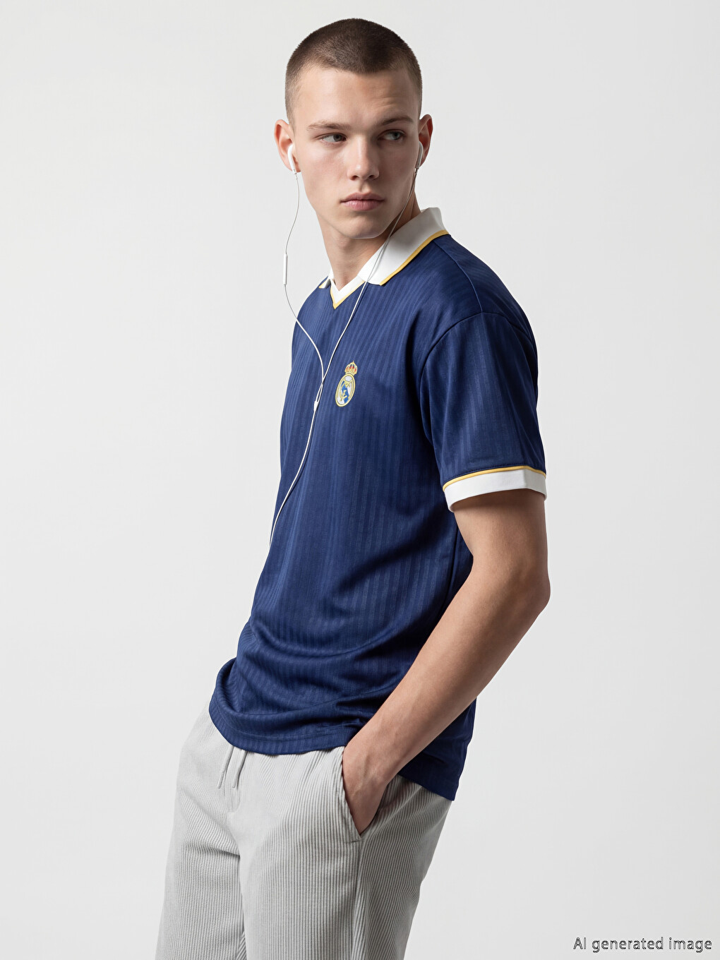Polo Collar Real Madrid Embroidered Men's Sports T-Shirt