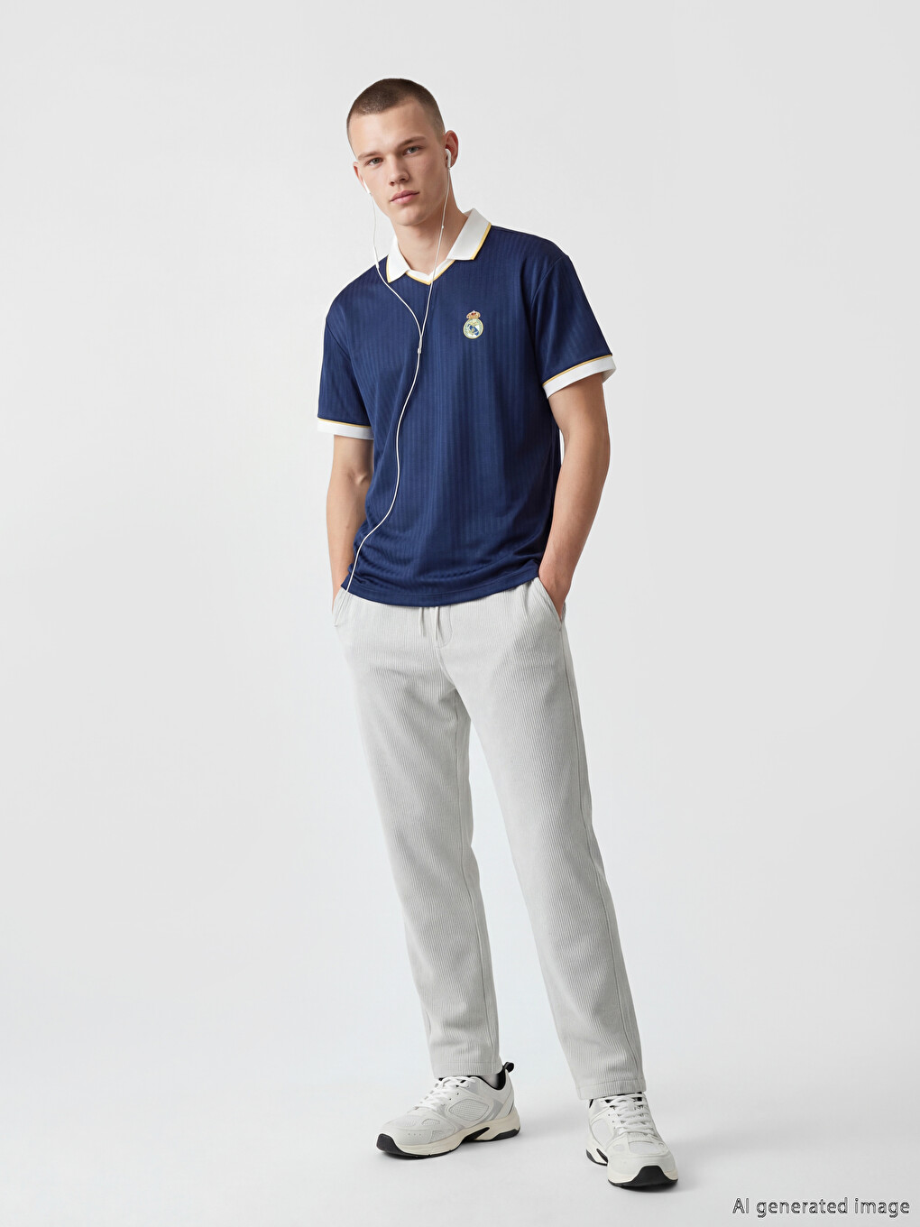 Polo Collar Real Madrid Embroidered Men's Sports T-Shirt-1