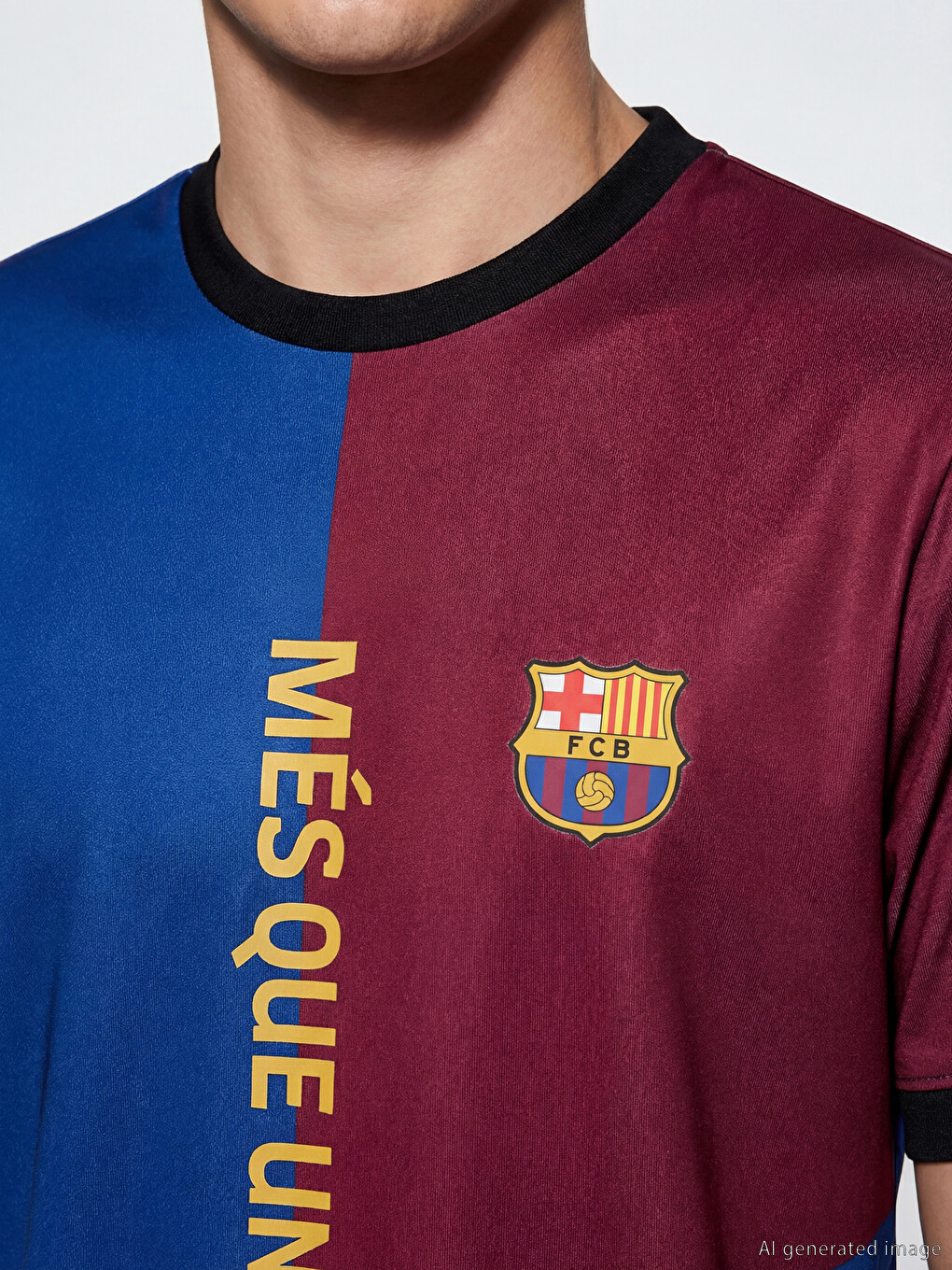 Mavi Barcelona Baskılı Erkek Spor Tişört-2