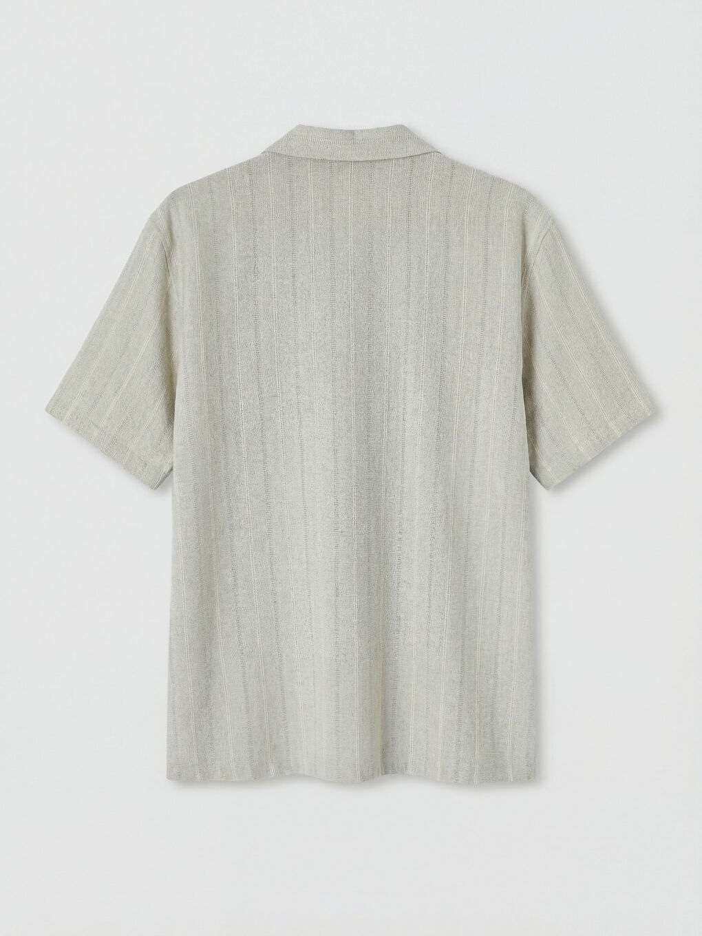 Gri Regular Fit Çizgili Erkek Dokulu Gömlek-1