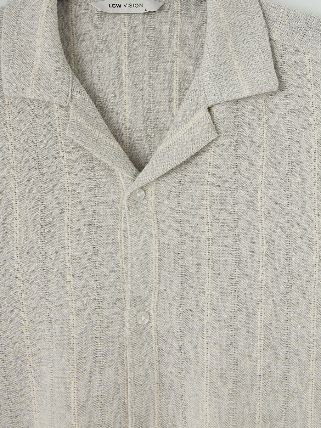 Gri Regular Fit Çizgili Erkek Dokulu Gömlek-2