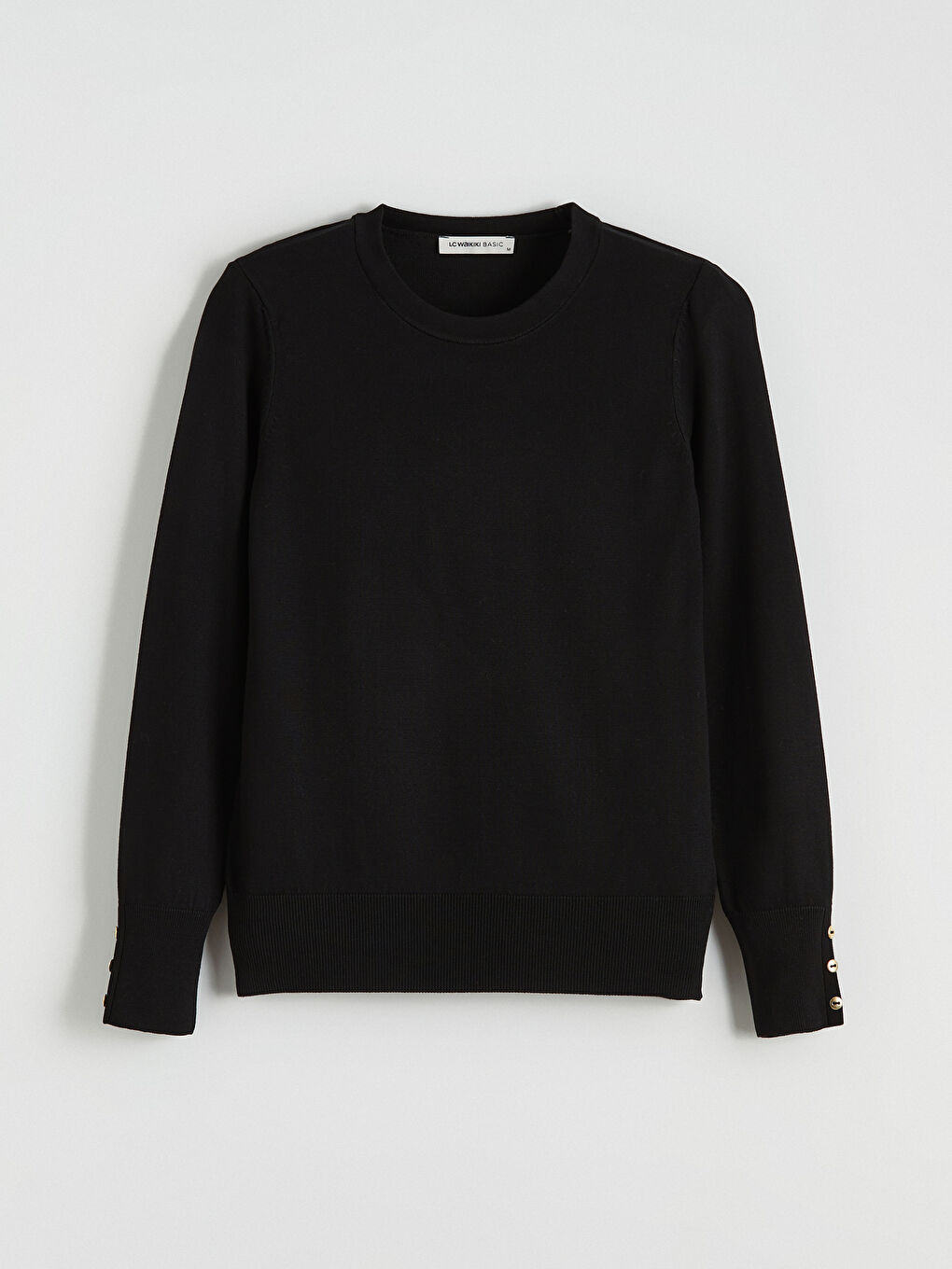 Siyah Bisiklet Yaka Kadın Triko Kazak-4