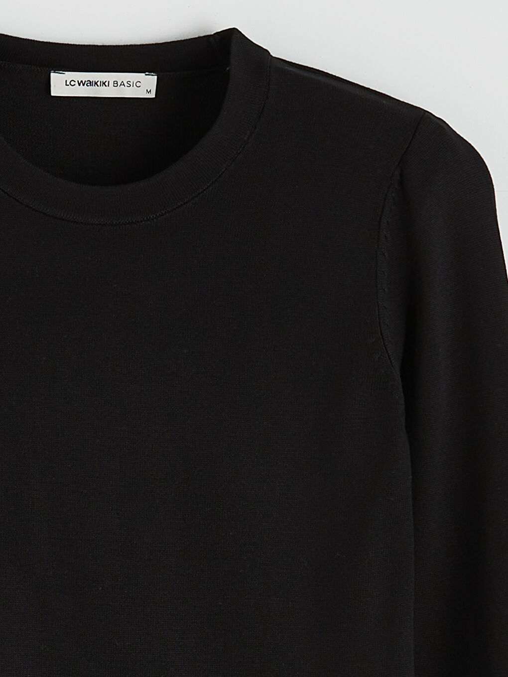 Siyah Bisiklet Yaka Kadın Triko Kazak-5