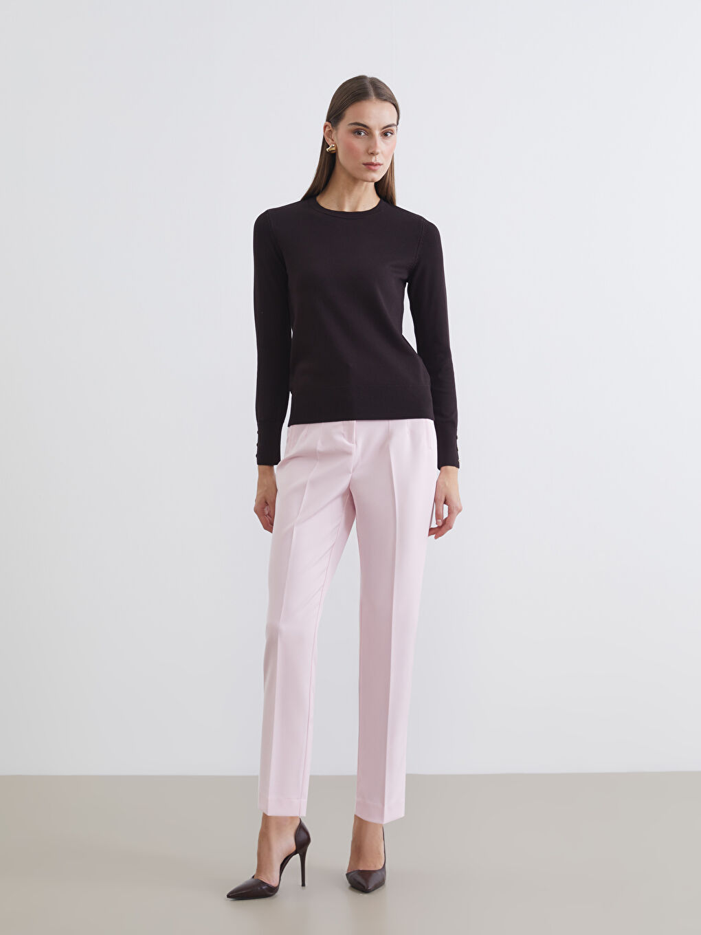 Kahverengi Bisiklet Yaka Kadın Triko Kazak-1