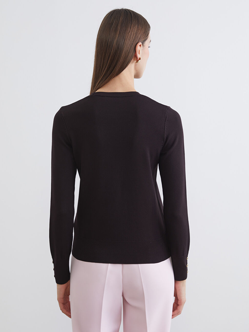 Kahverengi Bisiklet Yaka Kadın Triko Kazak-3