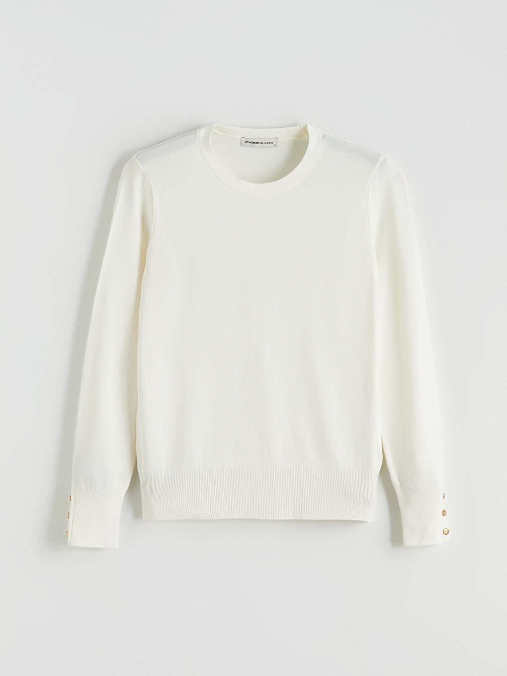 Ekru Bisiklet Yaka Kadın Triko Kazak-4