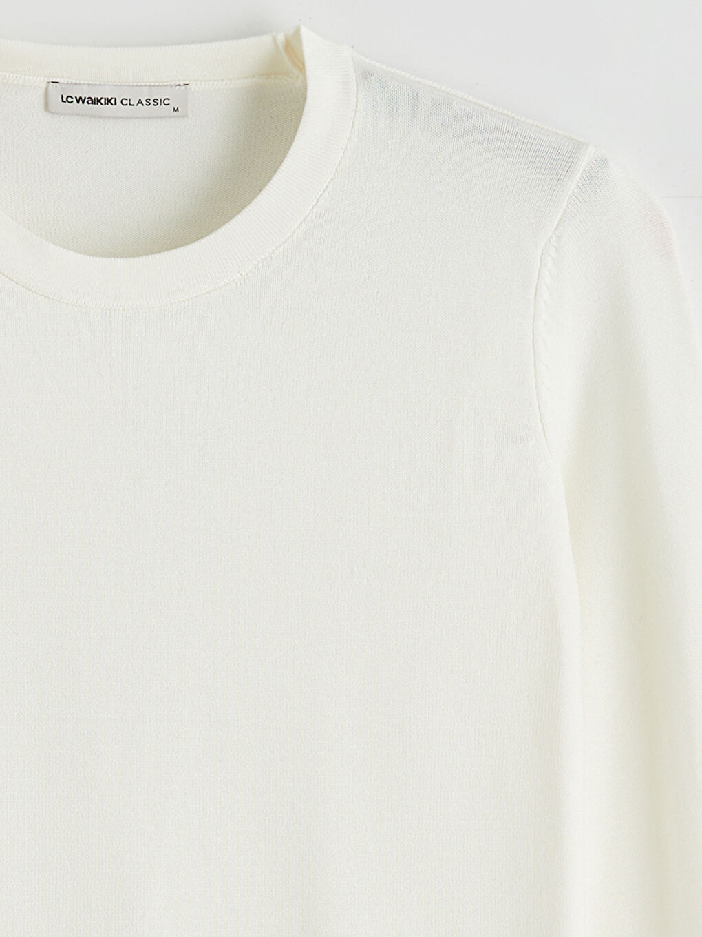 Ekru Bisiklet Yaka Kadın Triko Kazak-5