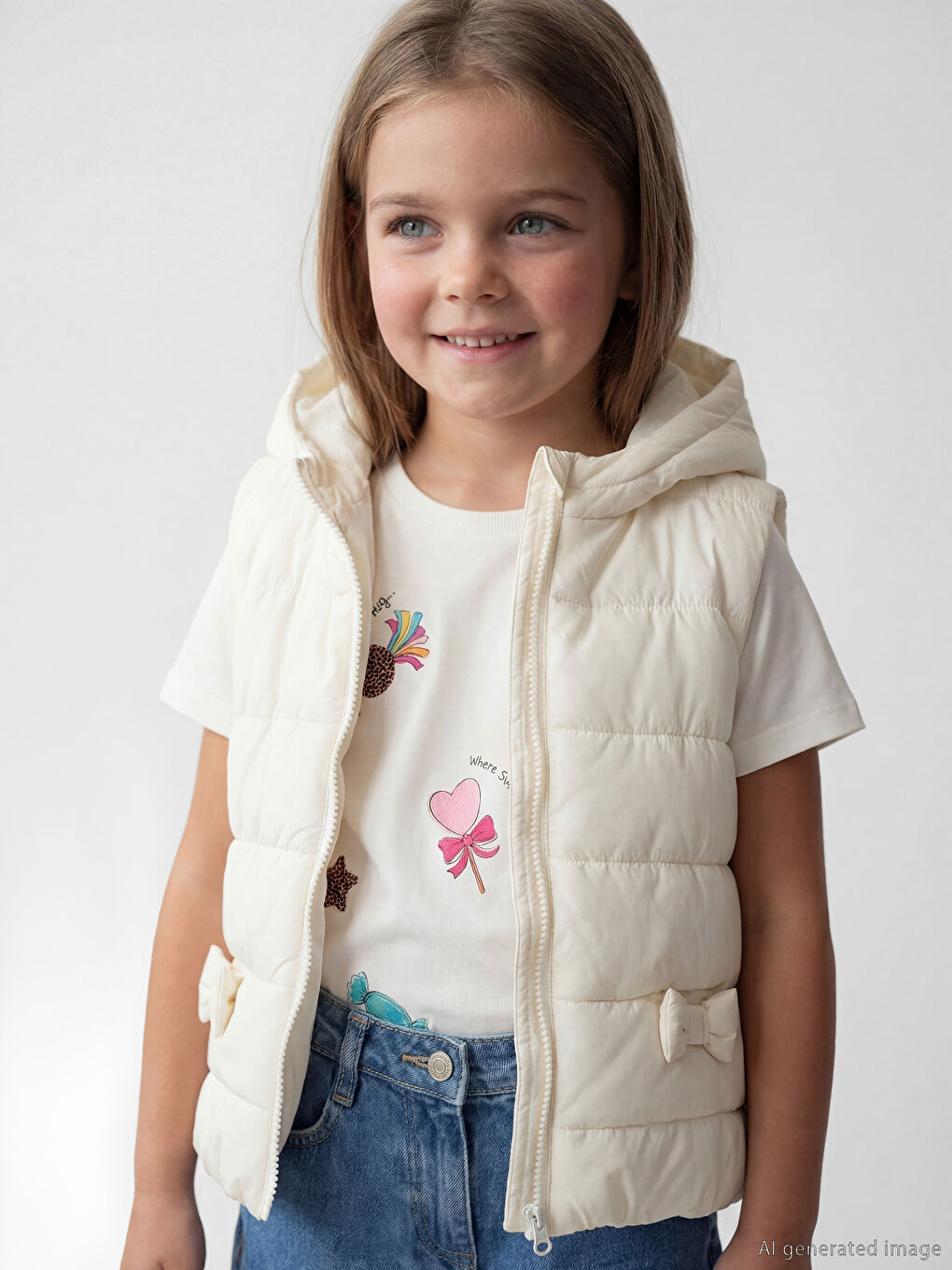 Hooded Girls' Puffer Gilet