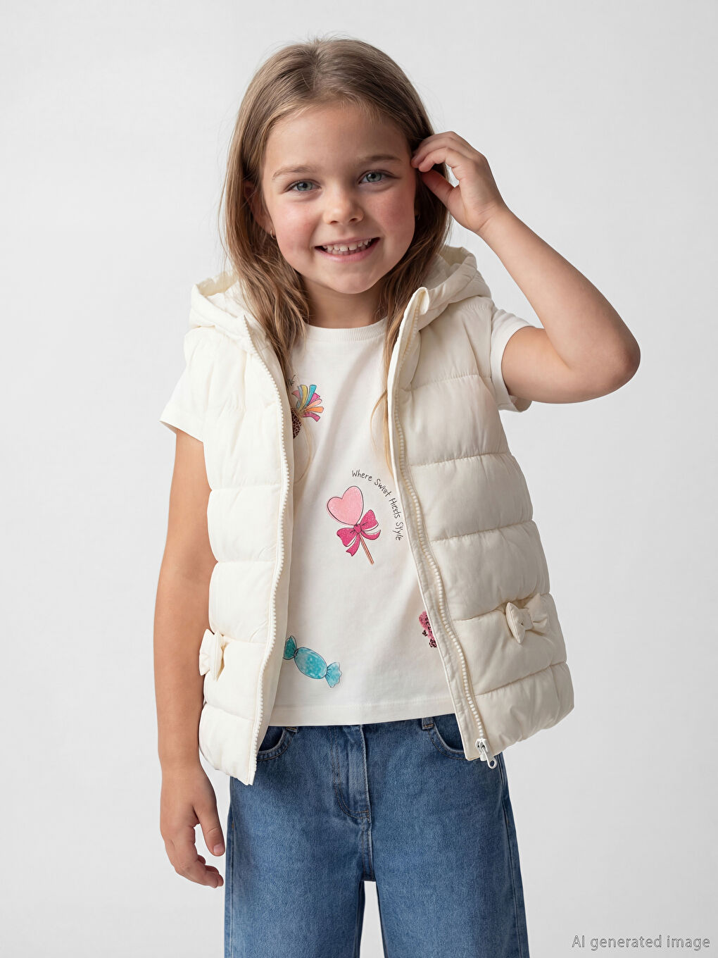 Hooded Girls' Puffer Gilet-1