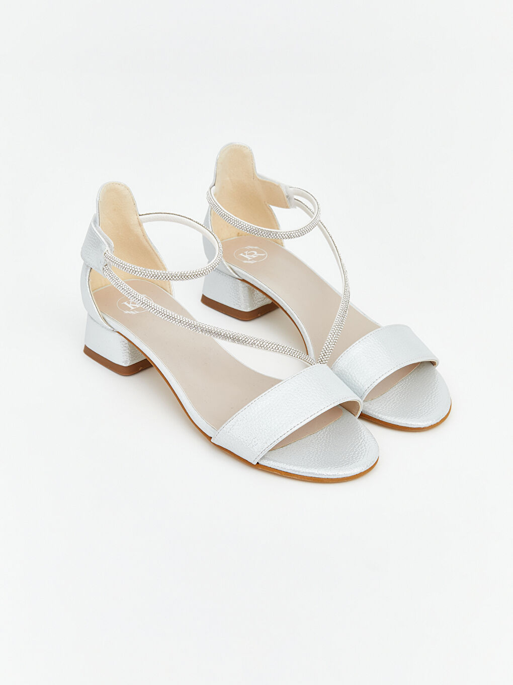 Gri Taşlı Kız Çocuk Topuklu Ayakkabı