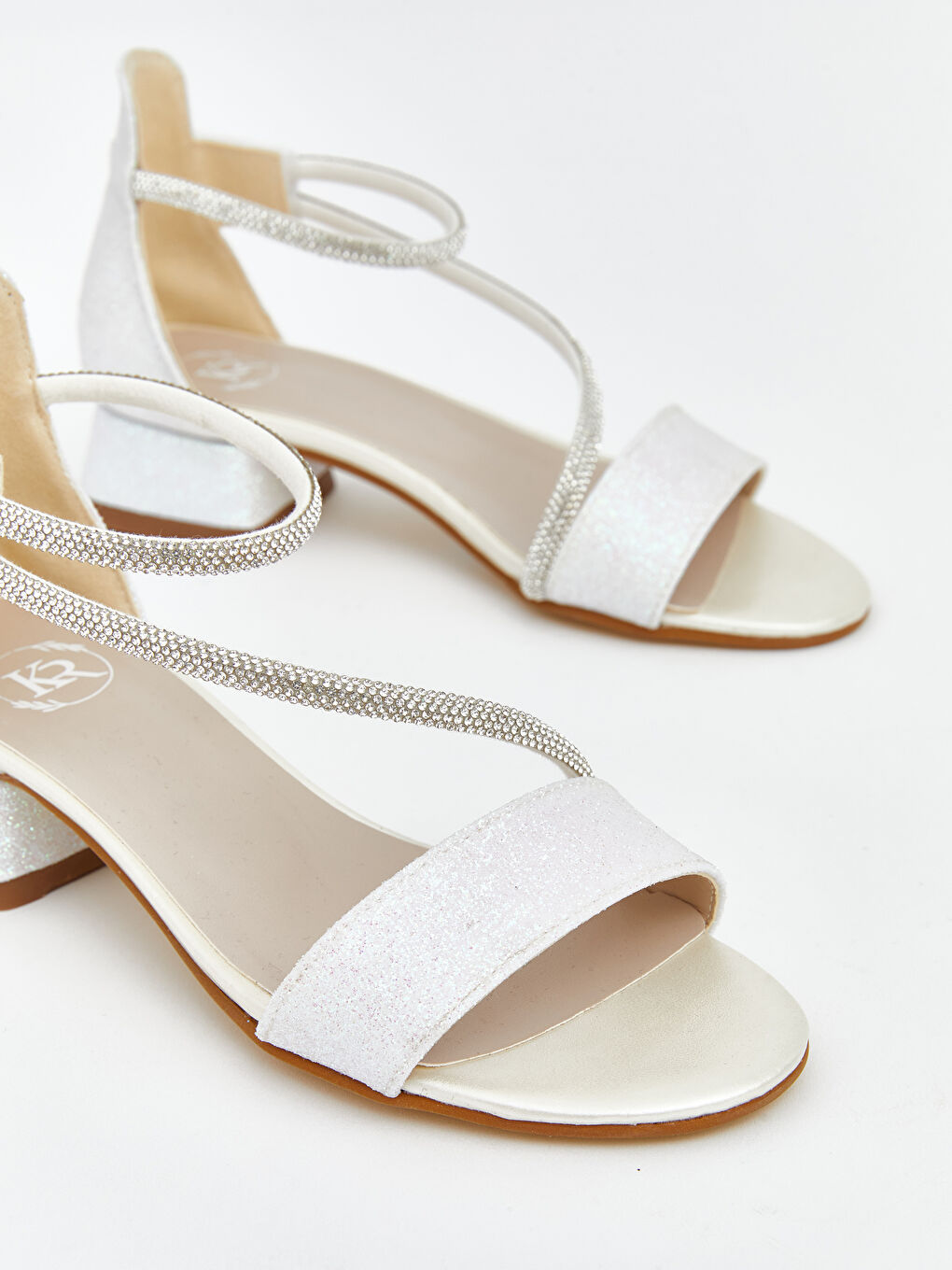 Beyaz Taşlı Kız Çocuk Topuklu Ayakkabı-2