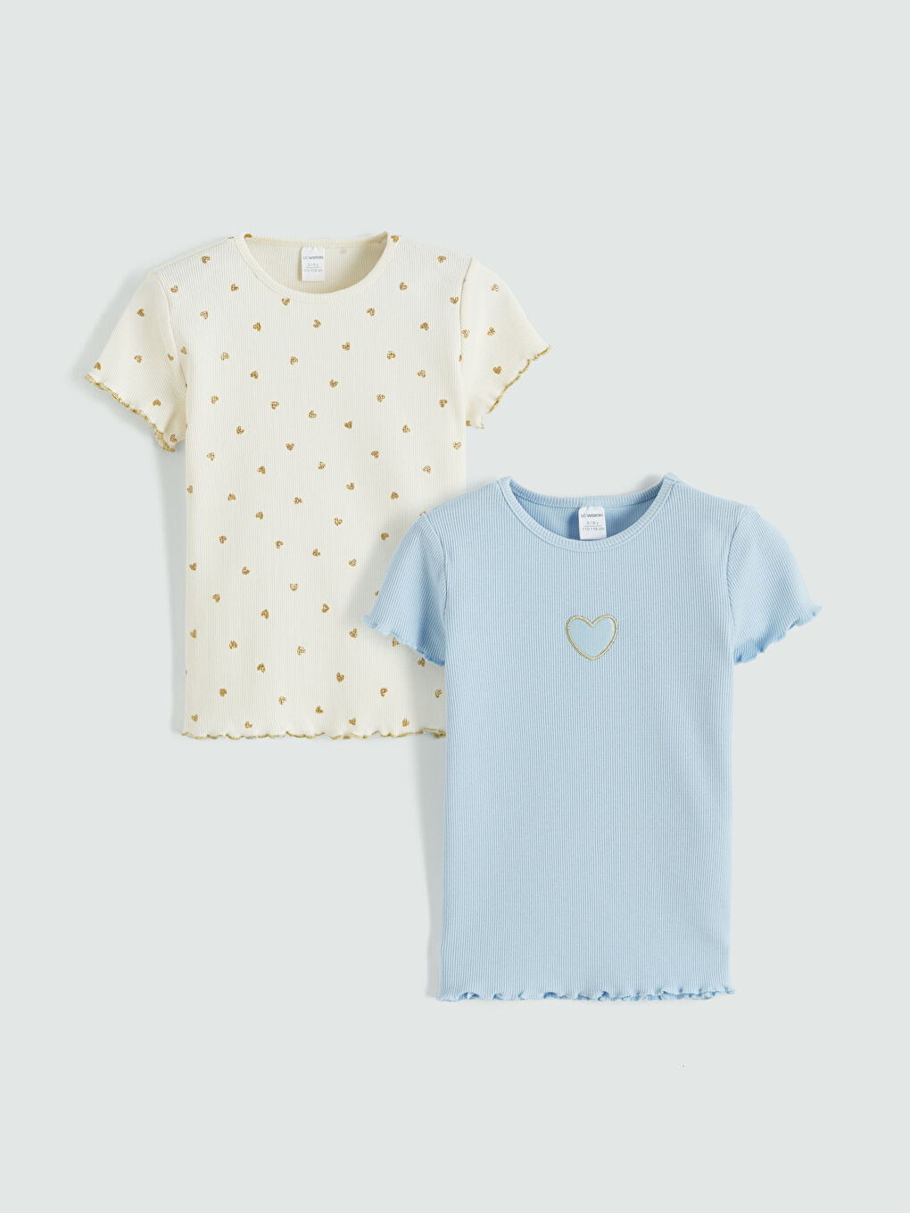 Lila Baskılı Kız Çocuk Fitilli Tişört 'li