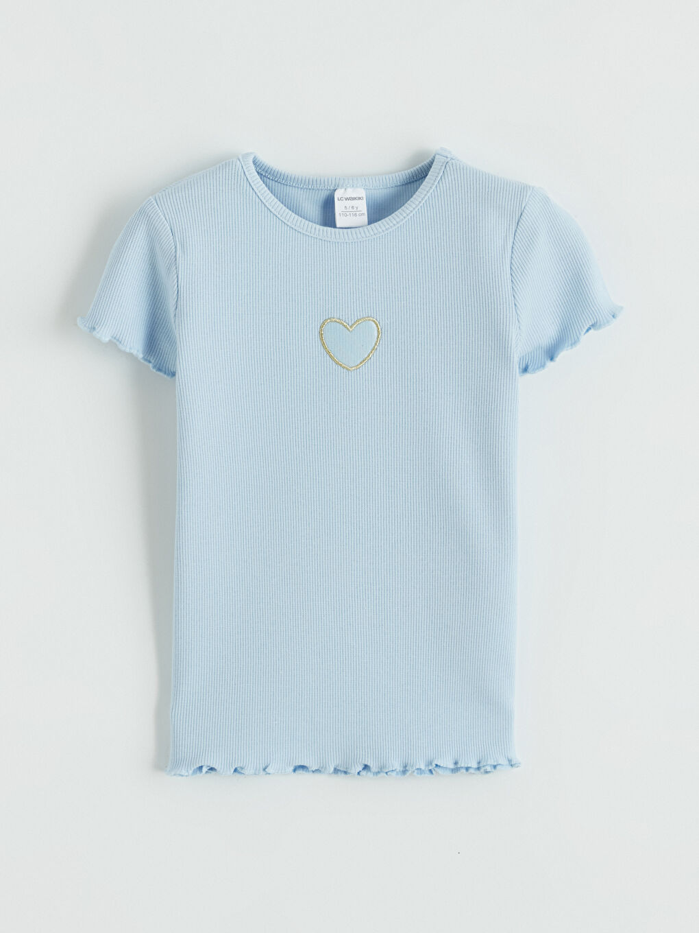 Lila Baskılı Kız Çocuk Fitilli Tişört 'li-1