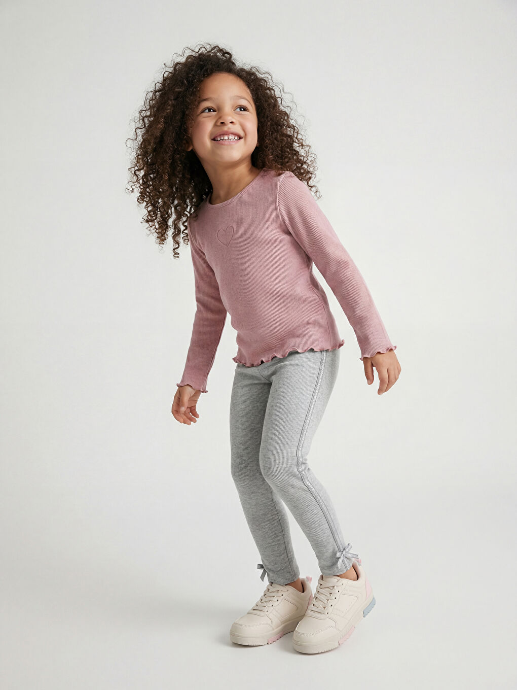 Leggings côtelés pour filles avec détail nœud pailleté Lot de 2-2