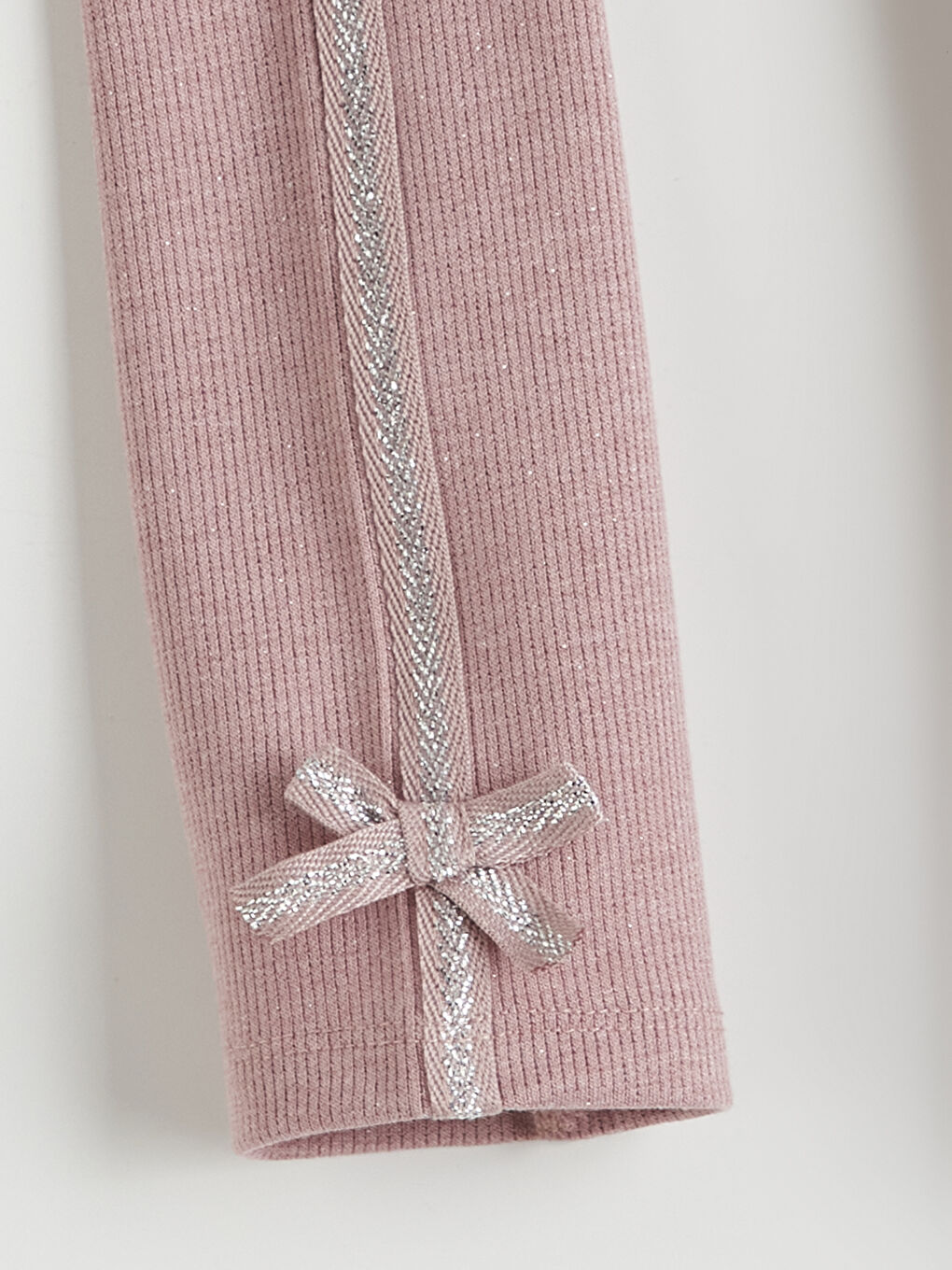 Pembe Fiyonk Detaylı Kız Çocuk Tayt 2'li-2