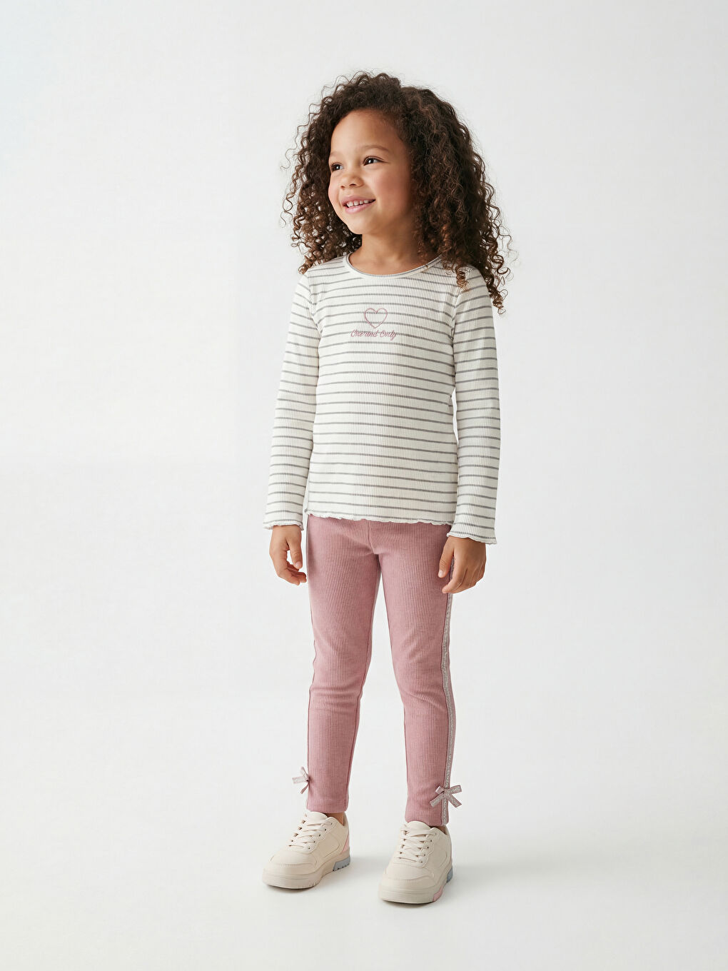 Leggings côtelés pour filles avec détail nœud pailleté Lot de 2