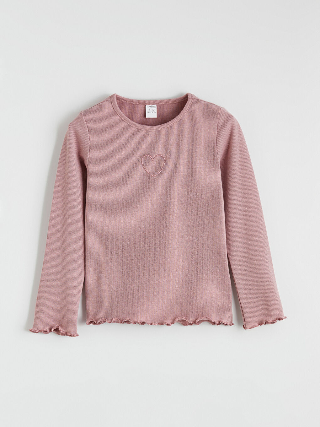 Gri Bisiklet Yaka Kalp Nakışlı Kız Çocuk Bluz 2'li-4