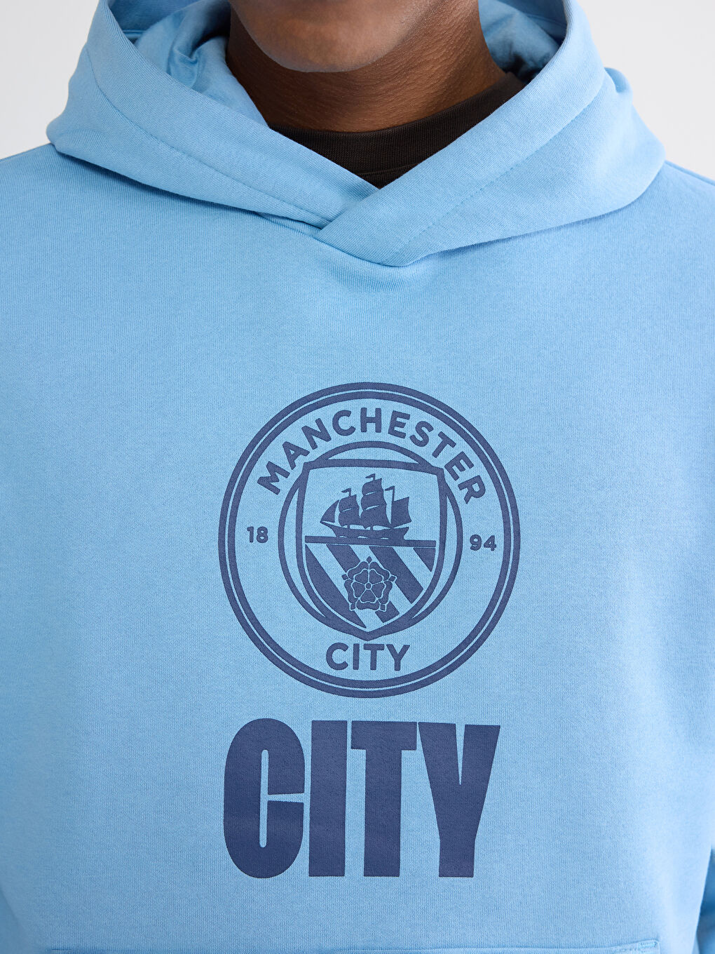 Mavi Manchester City Baskılı Erkek Hoodie-2