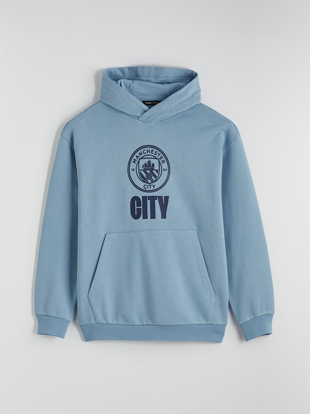 Mavi Manchester City Baskılı Erkek Hoodie-4
