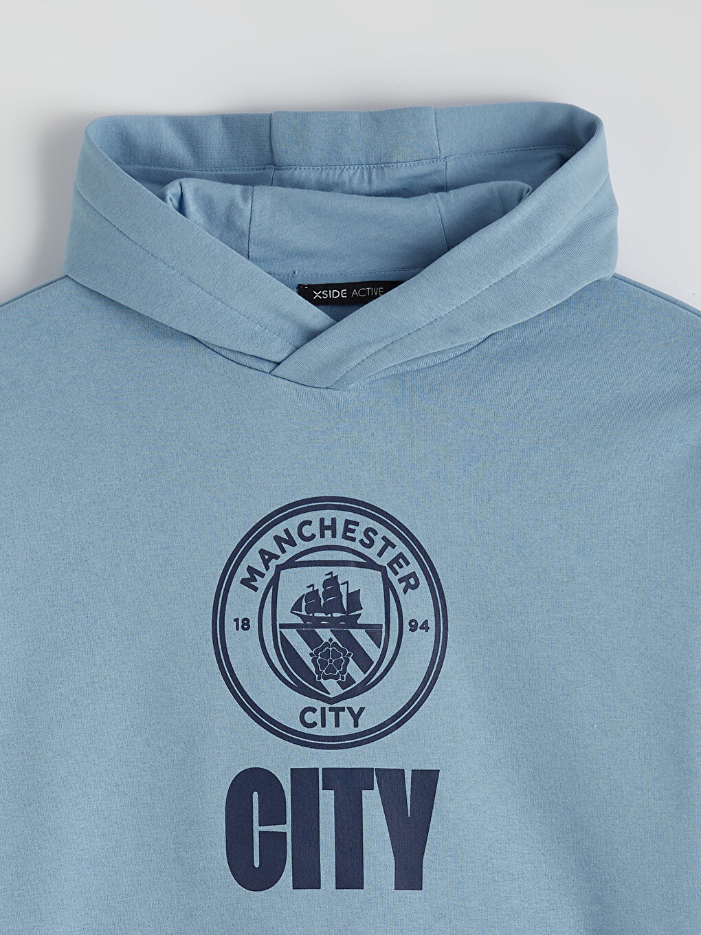Mavi Manchester City Baskılı Erkek Hoodie-6