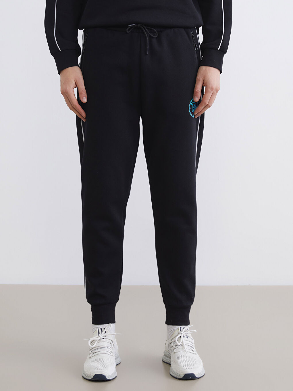 Siyah Slim Fit Manchester City Baskılı Erkek Jogger Eşofman Altı-1