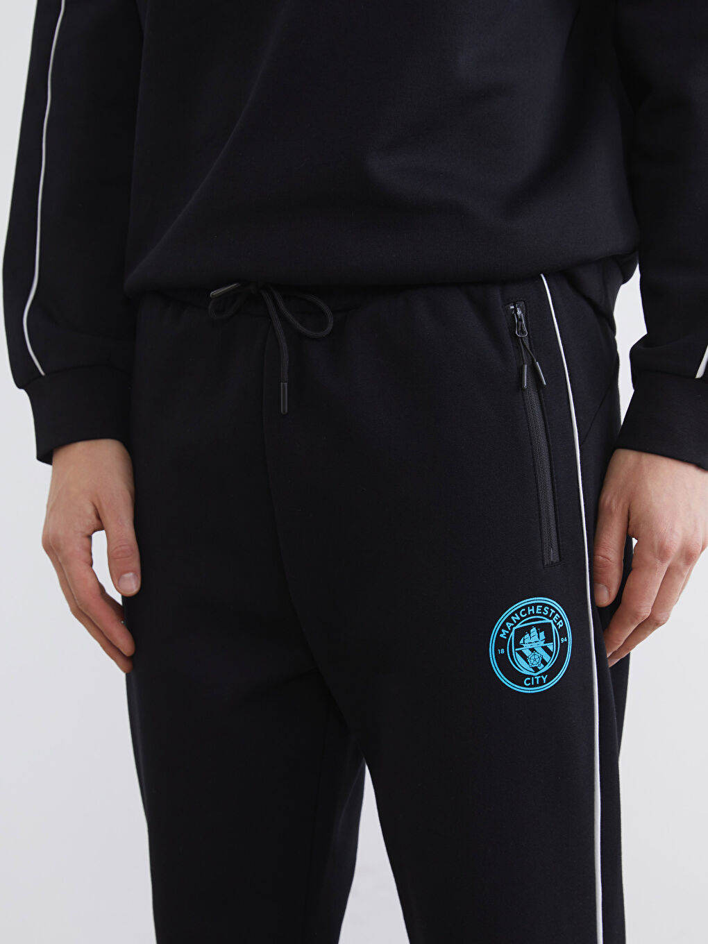 Siyah Slim Fit Manchester City Baskılı Erkek Jogger Eşofman Altı-2