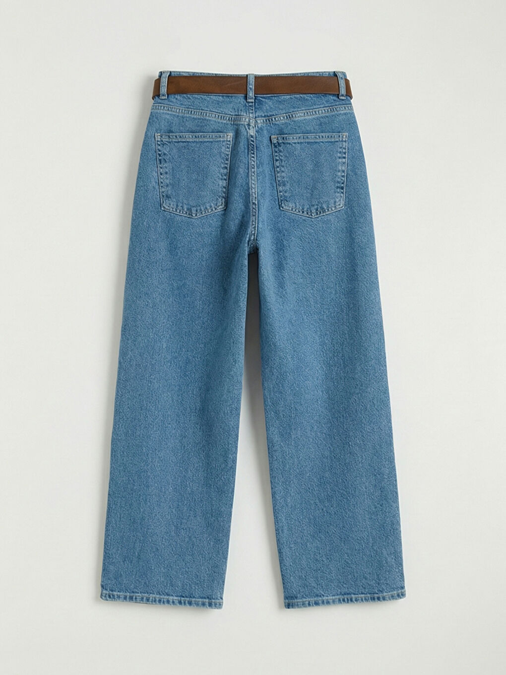 بنطلون جينز واسع للسيدات مع حزام.-5