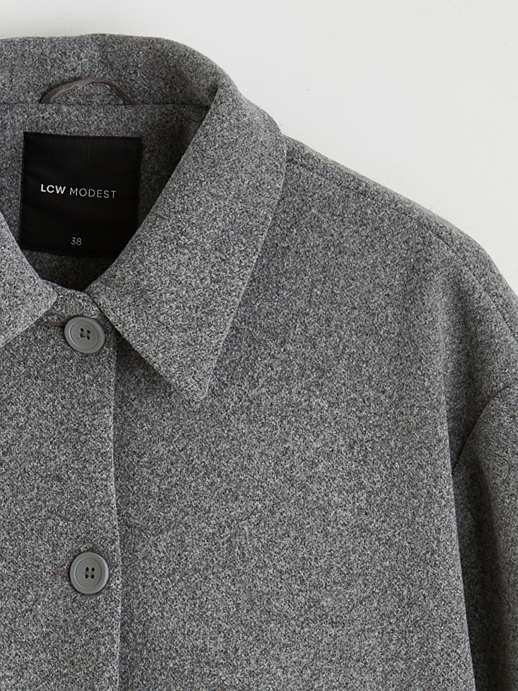 Antrasit Gömlek Yaka Oversize Kadın Kaşe Kaban-2