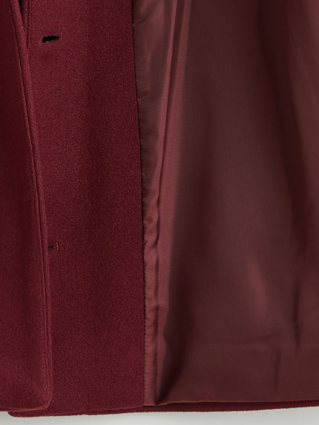 Bordo Gömlek Yaka Oversize Kadın Kaşe Kaban-7