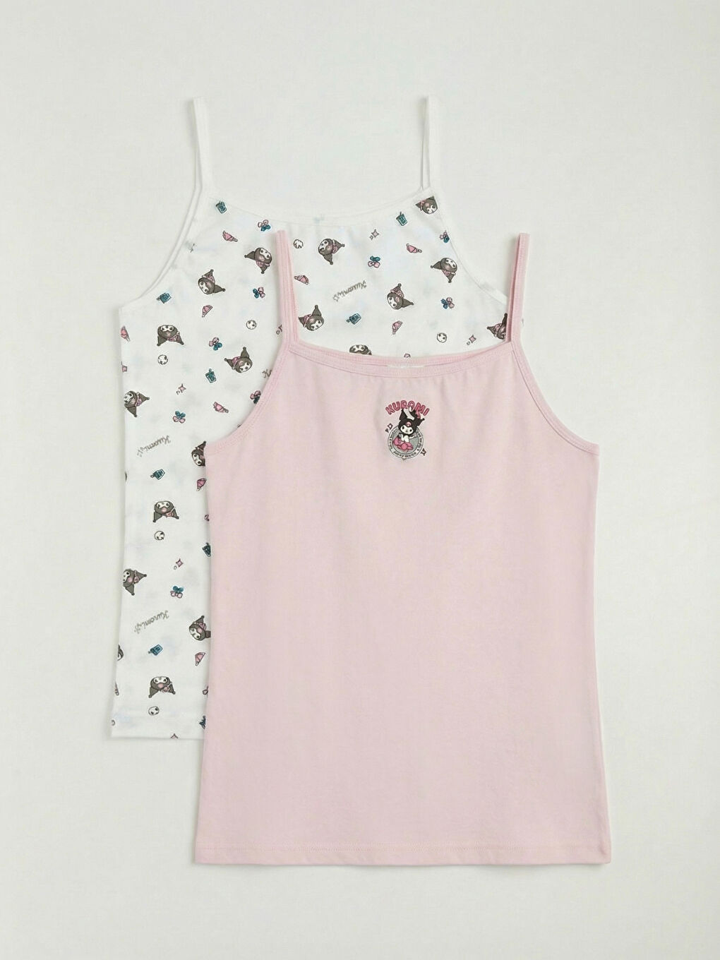 Pembe Kuromi Baskılı İp Askılı Kız Çocuk Atlet  2'li
