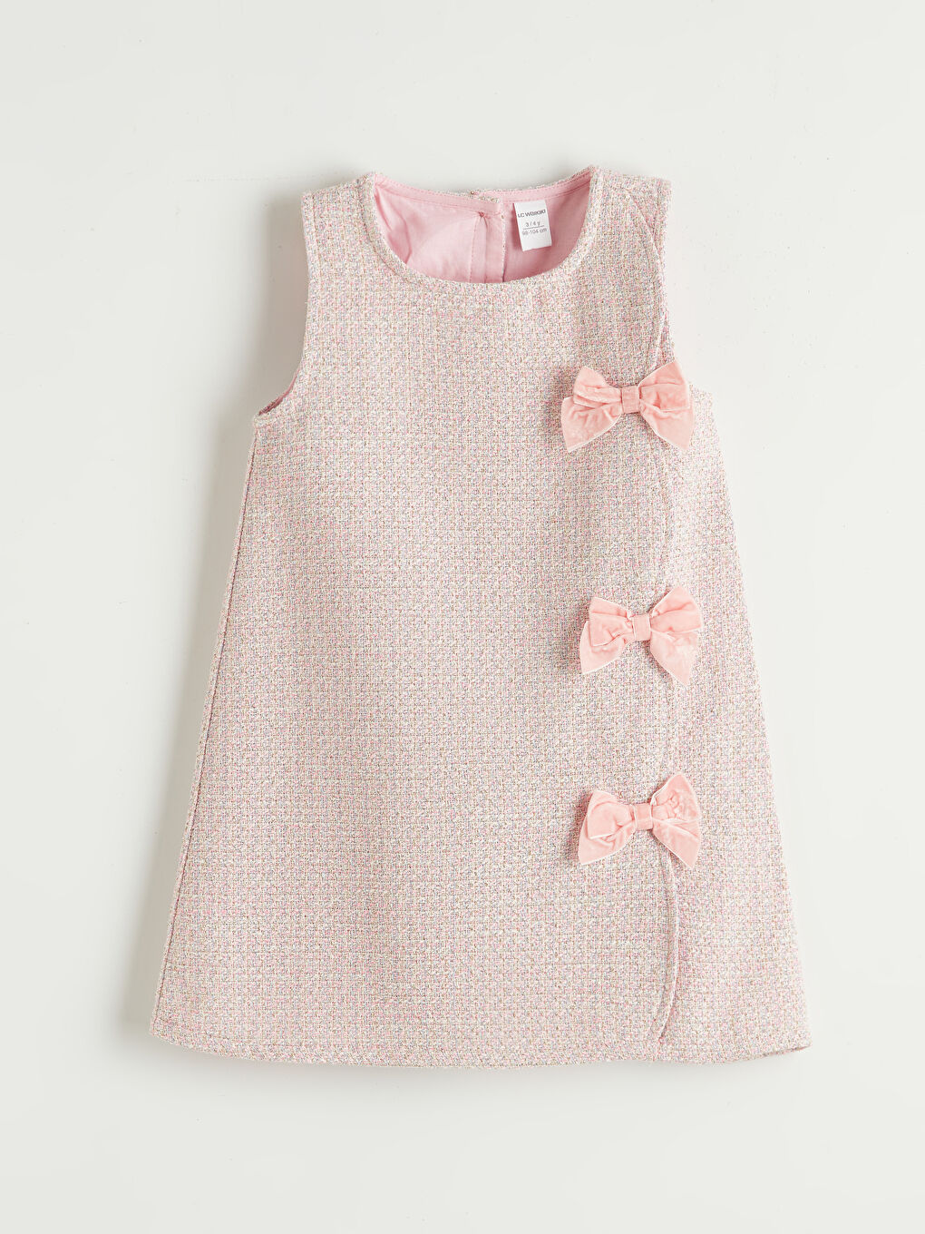 Pembe Kız Çocuk Tüvit Elbise ve Külotlu Çorap-1