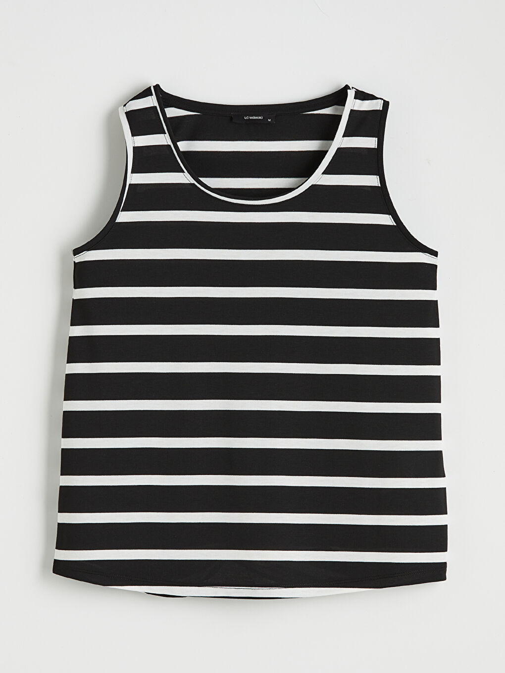 Siyah Bisiklet Yaka Çizgili Kadın Atlet-4