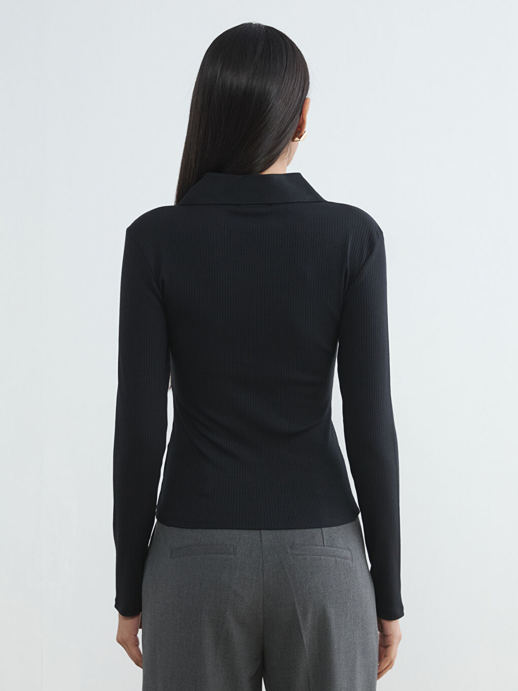 Women's Ribbed Polo Bodysuit-3