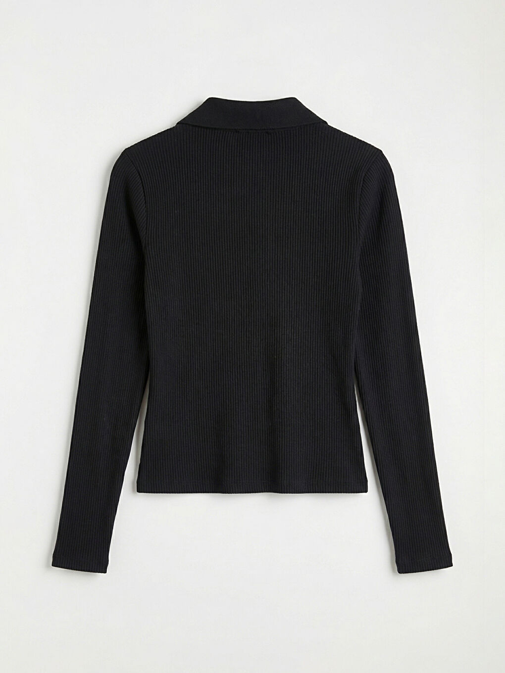 Siyah Polo Yaka Fitilli Kadın Body-1