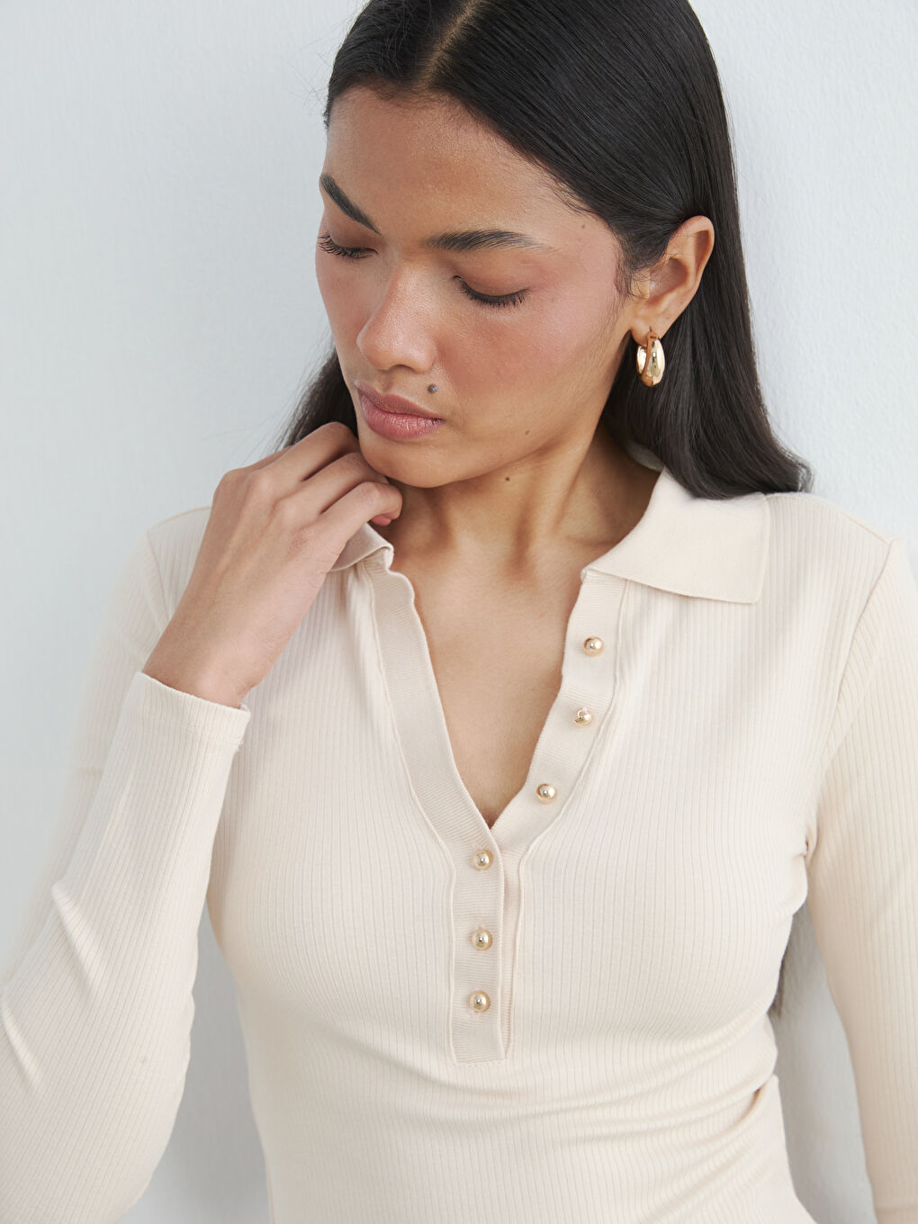 Women's Ribbed Polo Bodysuit